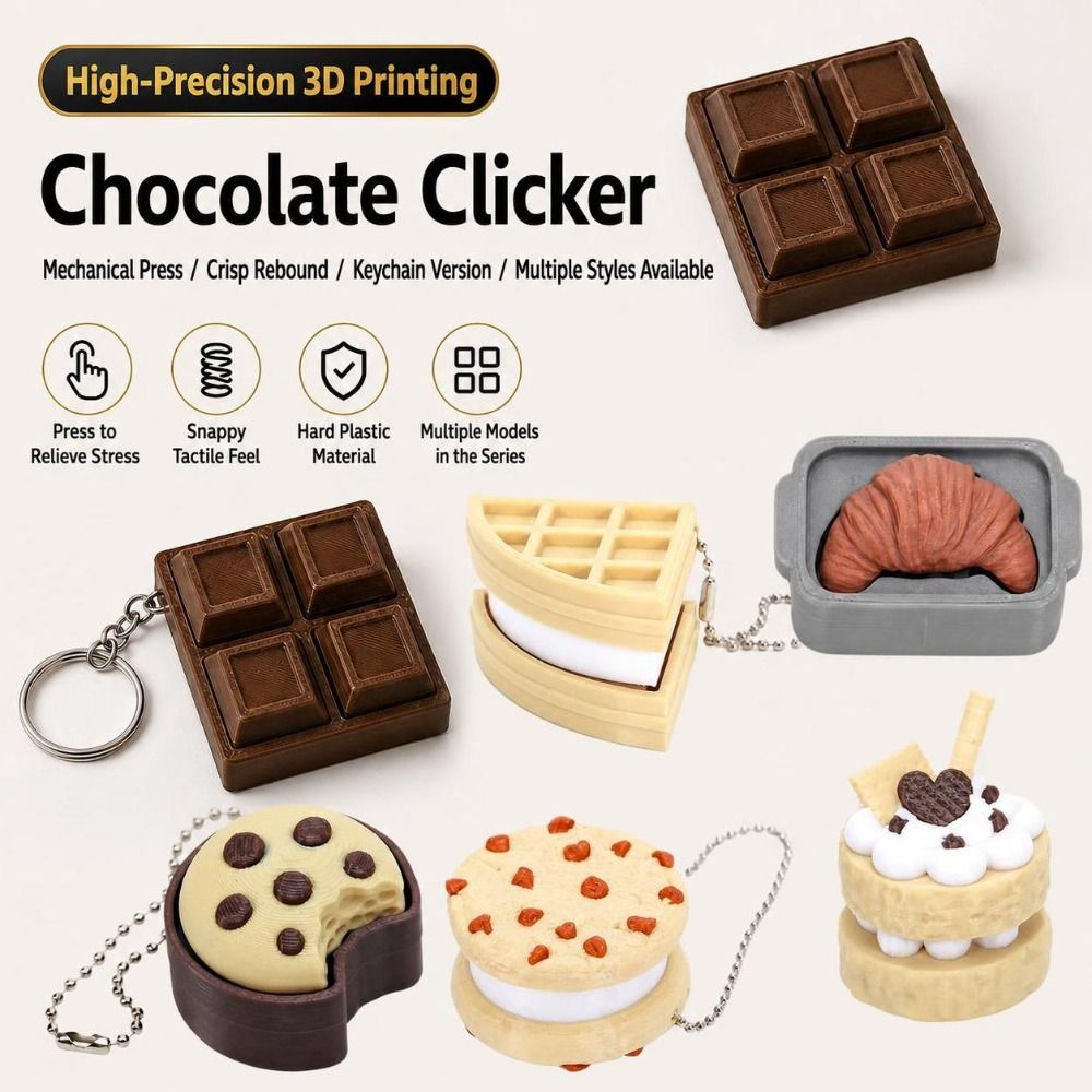 Food Zinc - Cheese Chocolate Bread 3D Printed Clicker
