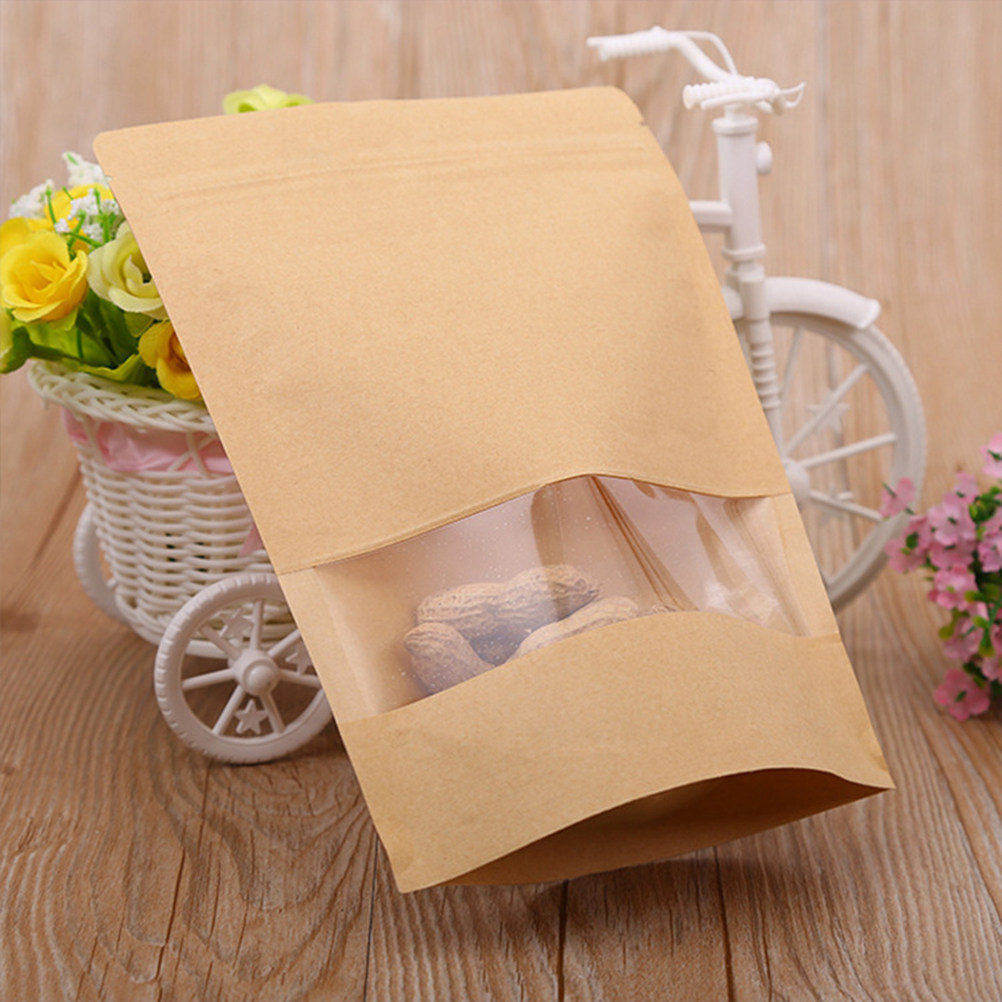 Food With Snacks - 50Pcs Food Grade Kraft Stand Up