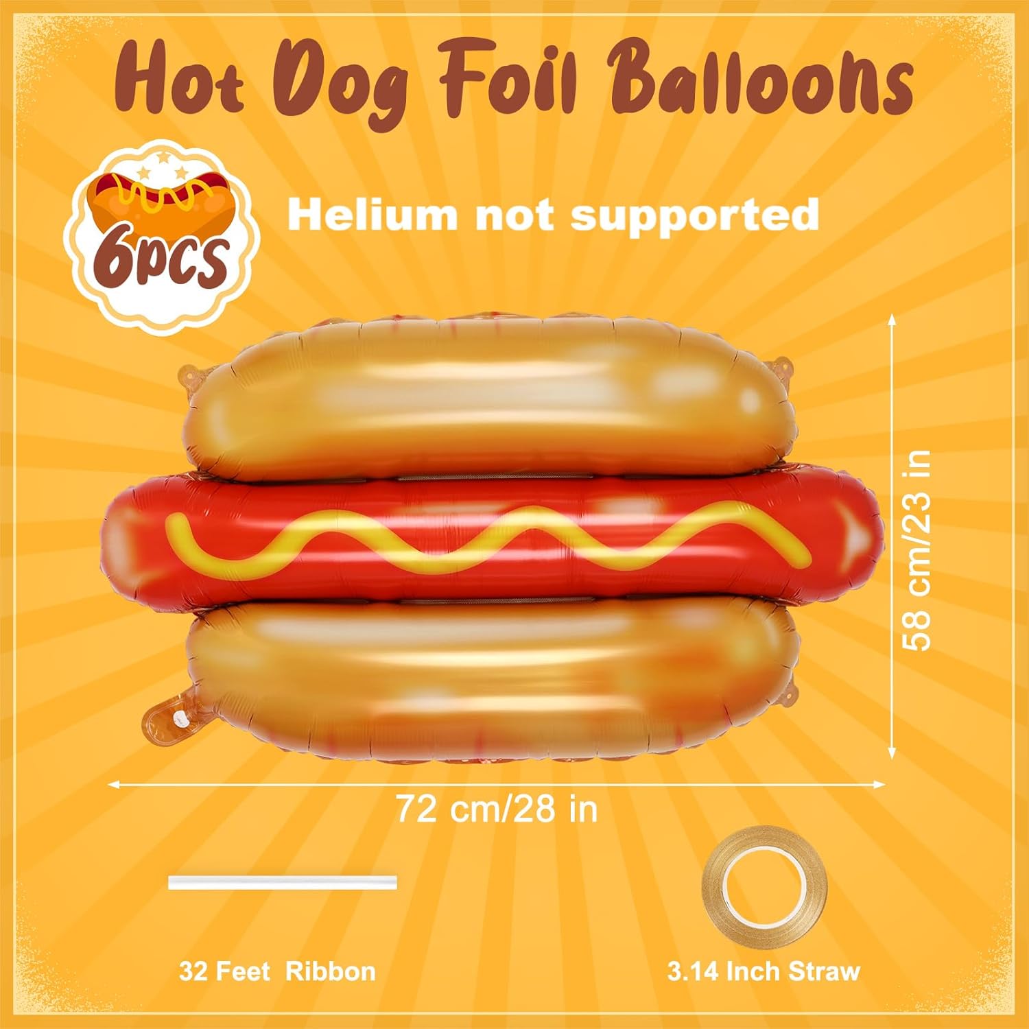6Pcs Giant Hot Dog Balloons, F - Food Giant Snacks recension och pris