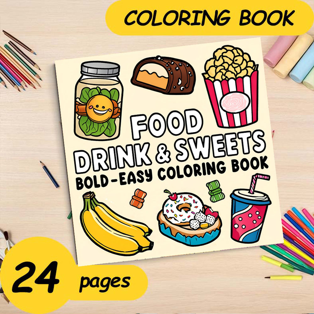 FOOD DRINK & SWEETS BOLD-EASY  - Food Y Snacks Coloring Book recension och pris