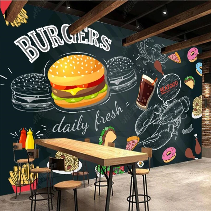 Blackboard Hand Painted Burger - Food Snacks Background recension och pris