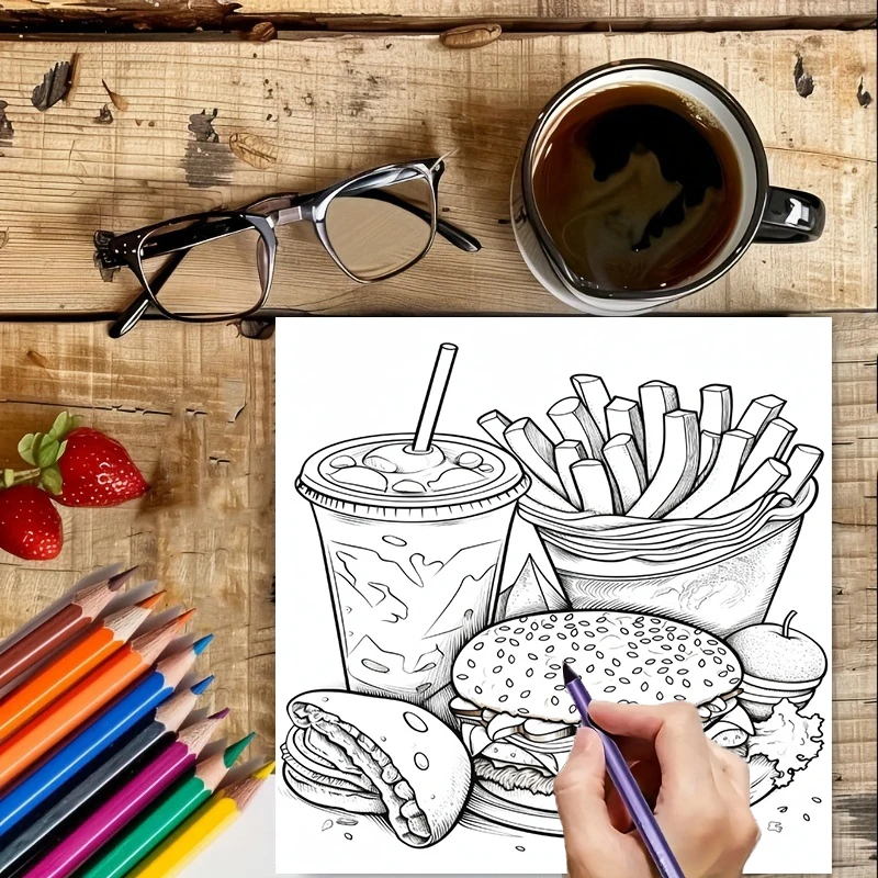 Fast Food Coloring Book for Ad - Food Y Snacks Coloring Book recension och pris