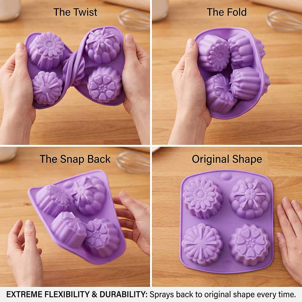 BPA Free 4-Hole Flower Shaped  - Food Snacks Healthy recension och pris